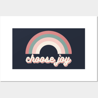 choose joy aesthetic rainbow retro trendy text Posters and Art